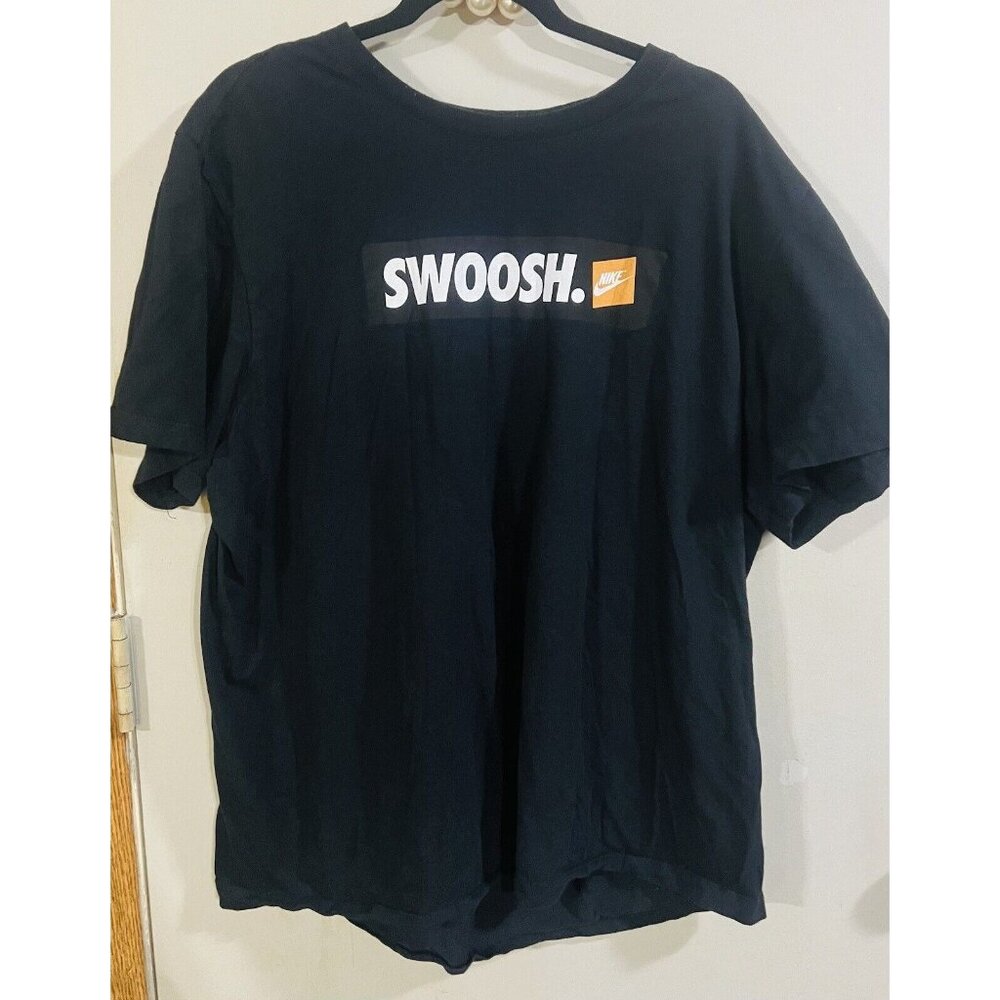 Nike Swoosh Tee Shirt XXL Black Short Sleeve Stretch Mens T Shirt Soft Comfort